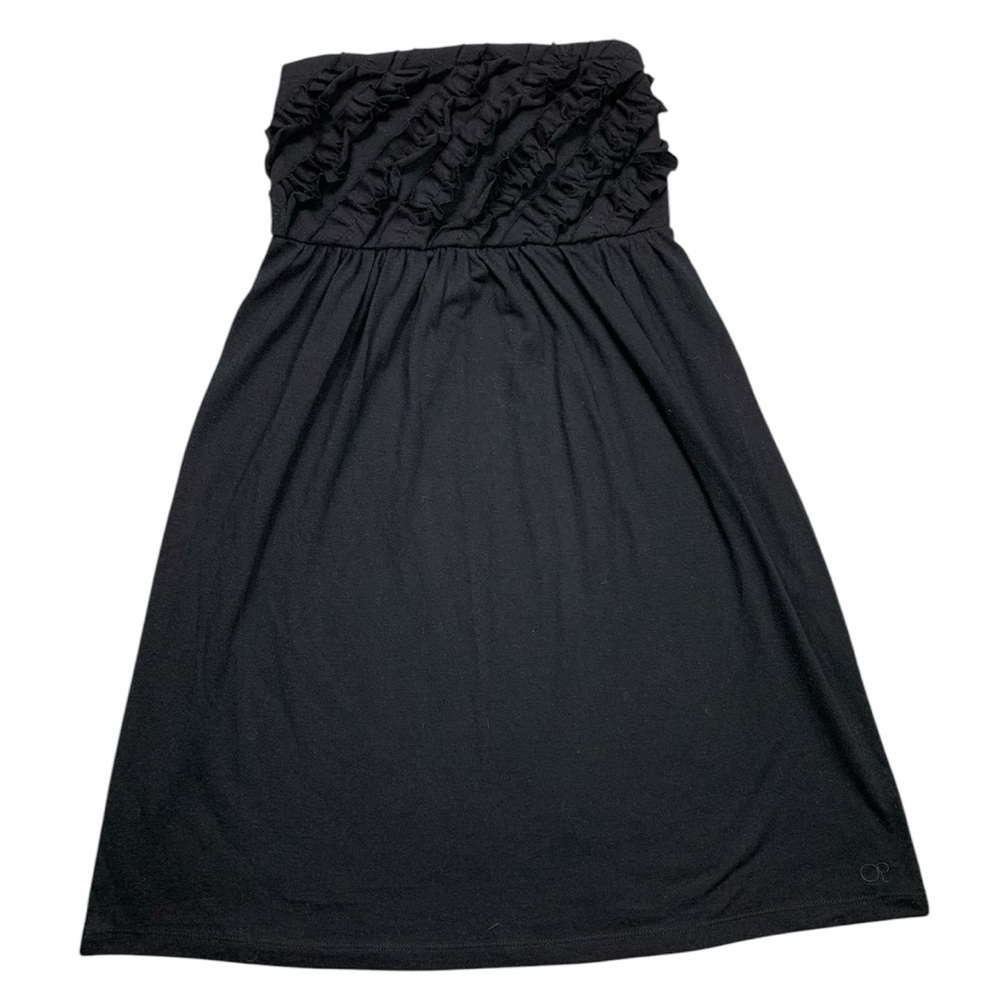 Juniors Girls Tube Top Shirt Blouse Ruffled Bodice Long Flowy Black Size Small